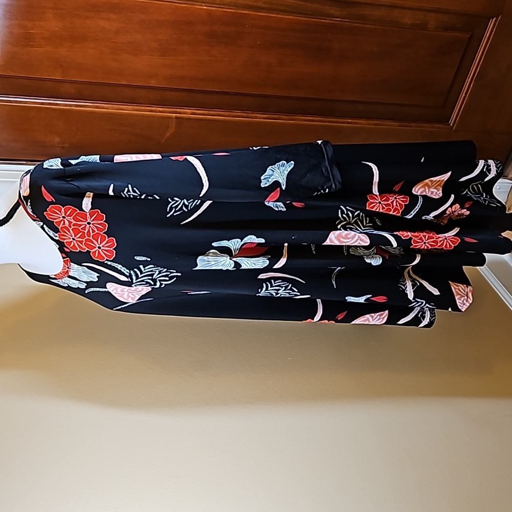 ARIANNA DRESS L/XL BY HOWARD'S FLORAL RED PINK BLACK WHITE SIDE POCKETS - Picture 5 of 10